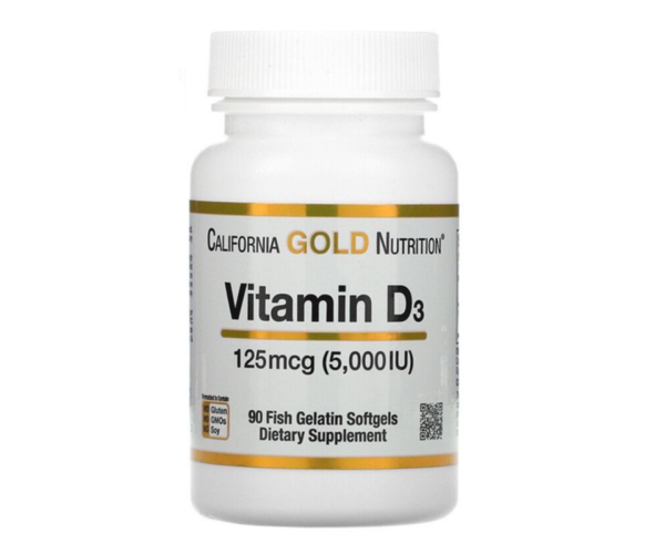 Vitamin D3 125mcg 5000 IU 90 Softgels California GOLD Nutrition